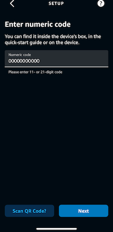 Enter numeric code in Alexa